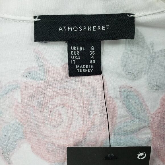 ATMOSPHERE PRIMARK women's 4 white embroidery button down long sleeve shirt - Picture 3 of 8